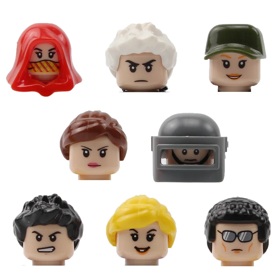 

Feleph 8pcs/lot PUBG SWAT Black Ghost Soldier Military Figure Head Set with Weapon Building Blocks Model Bricks Toys