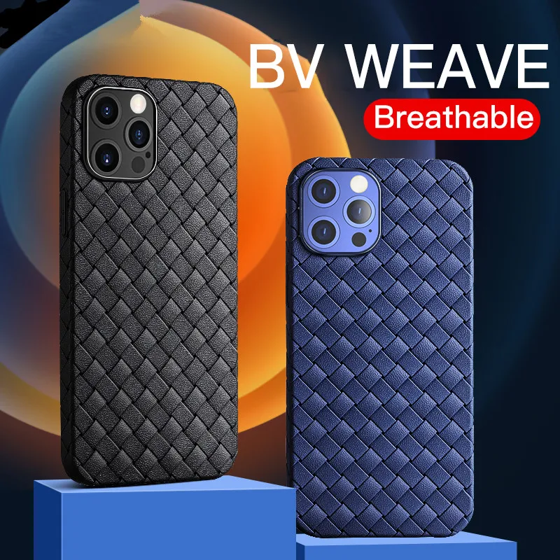 

Summer Breathable Mesh BV Grid Weave Phone Case For iPhone 12 11 Pro Max XR X XS 6 7 8 Thin Heat Dissipation Soft TPU Back Cover