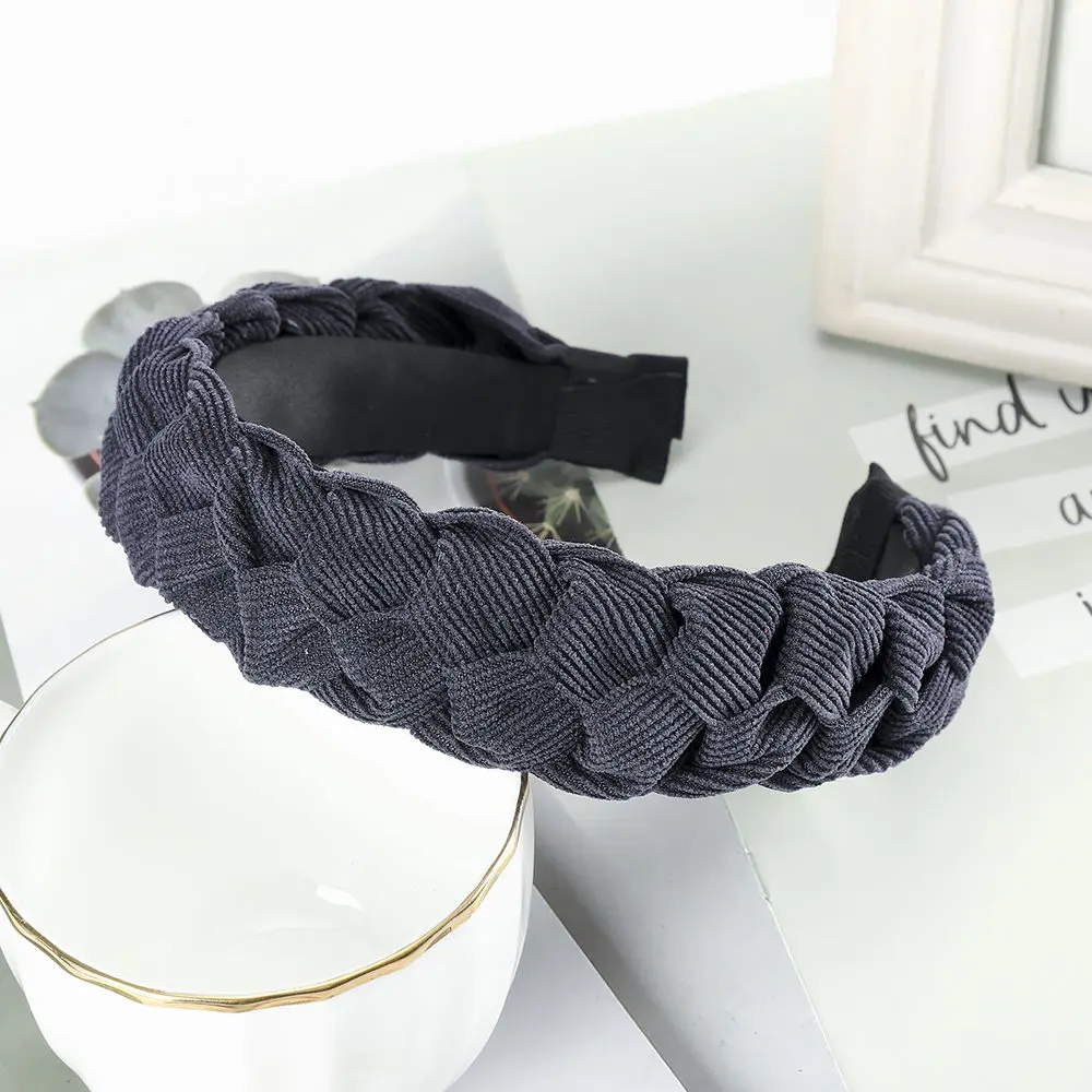 B navy blue AWAYTR ручная работа, винтажная плетеная повязка на голову, обруч для волос, Женские аксессуары для волос, Женский ободок, тюрбан, женские повязки на голову - Цвет: B navy blue
