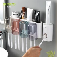 ecoco new toothbrush holder for family bathroom wall mounted with cup storage rack organizer bathroom accessories