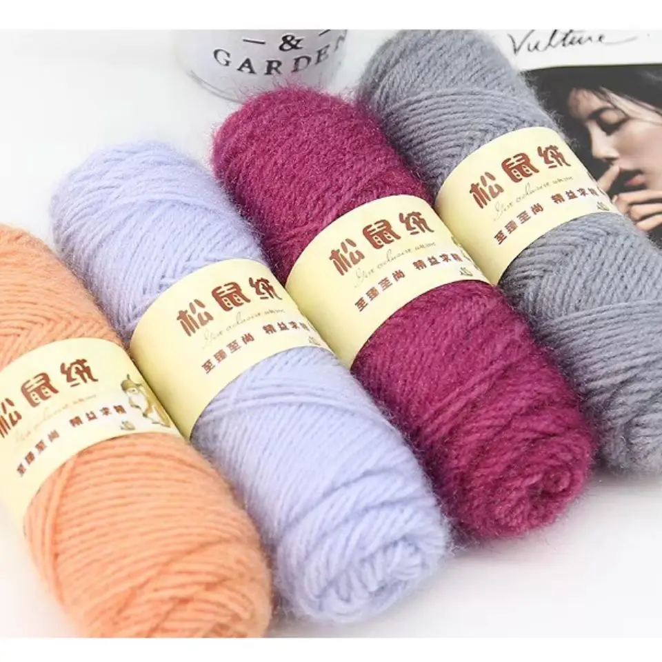 Беличья шерсть средней толщины Длинная шерстяная яркая шелковая нить ручная