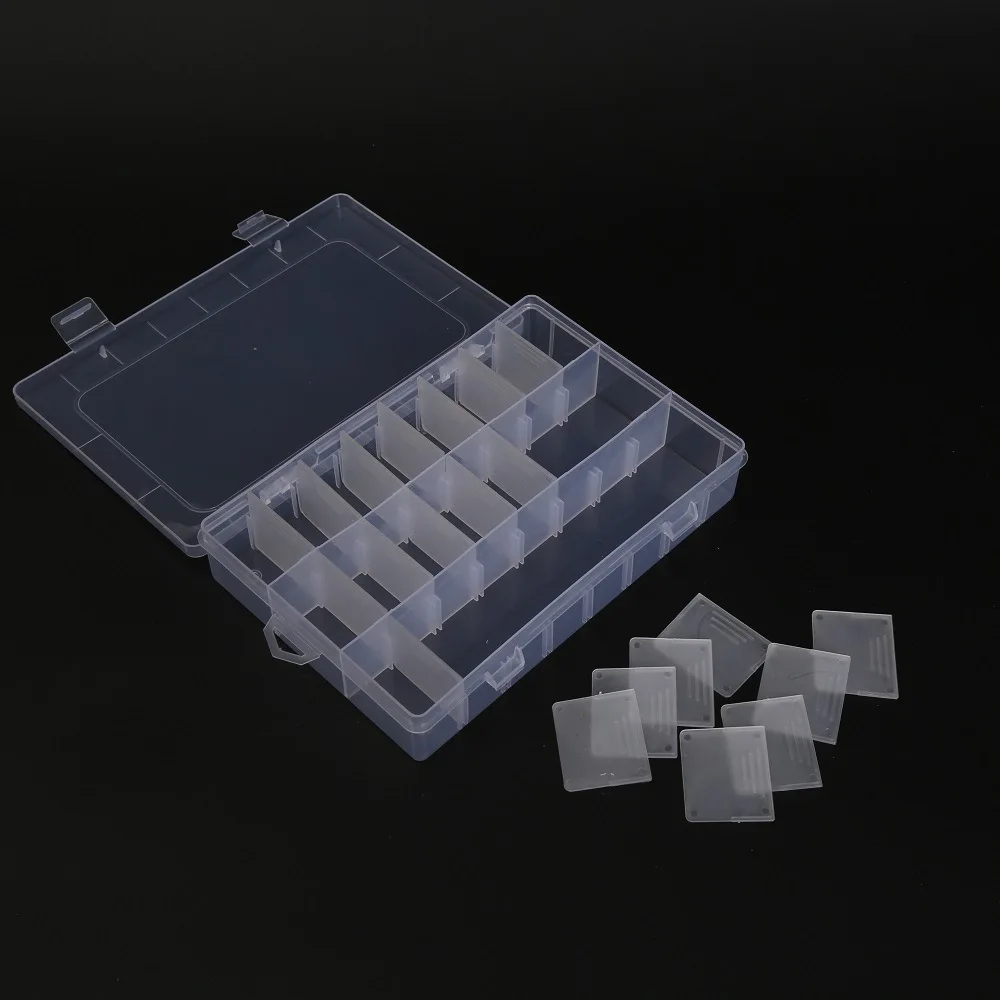 

1 Pcs Hot Selling Detachable 24 Slots Plastic Storage Box Case Transparent Rectangle Organizer Beads Earring Jewelry Container