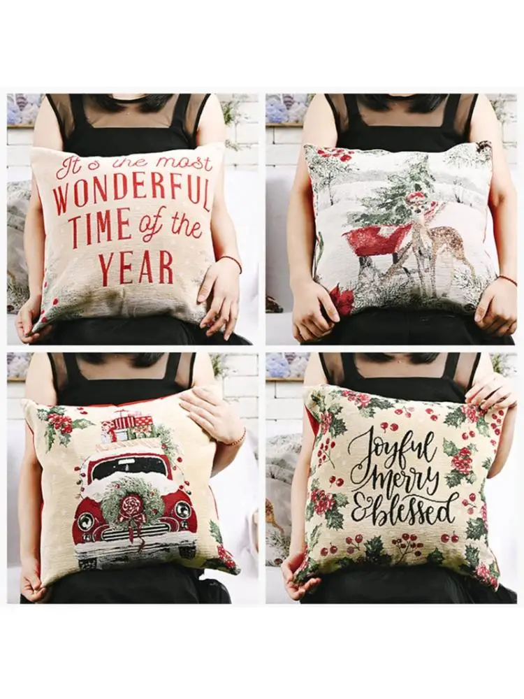 Для волос (4 предмета) Рождество накидка для подушки льняная Подушка диванная