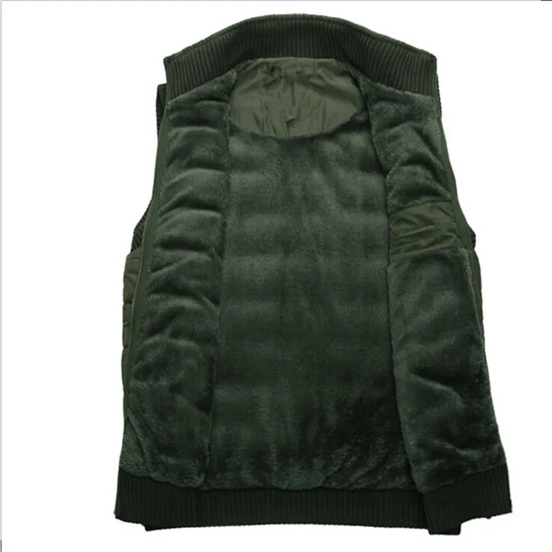 

Winter Jacket Men Vest Wool Liner Coat Warm Sleeveless Jackets VogueMens Vest Fleece Army Green Waistcoat