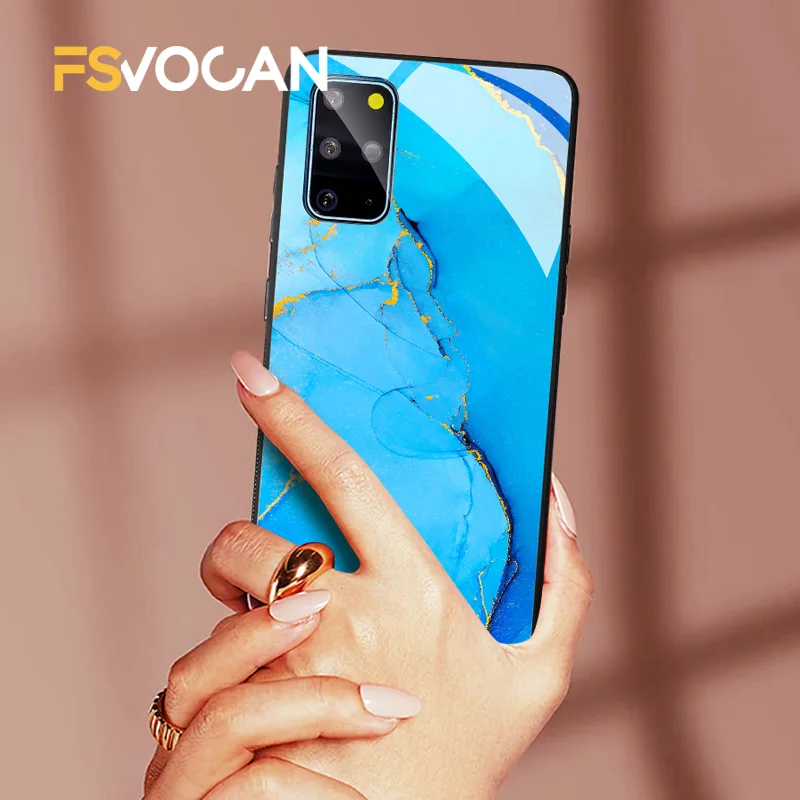 

Simple Blue Green Marble Stone Phone Case For Samsung Galaxy A71 A70 A51 A50 S21 S20 FE Plus S10 Note 20 10 Ultra A52 A72 Cover