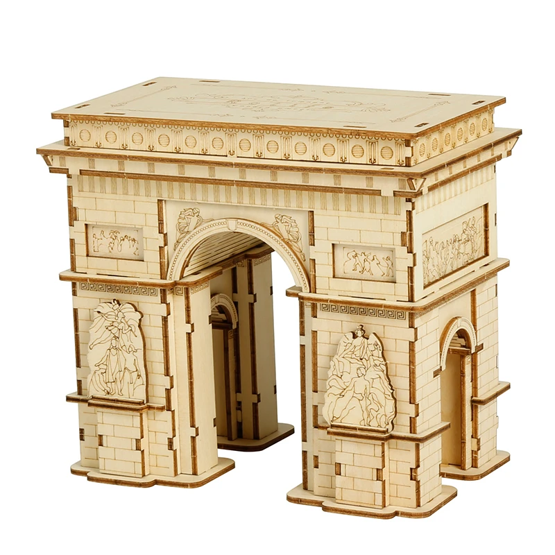 

3D Wooden Puzzle Game Arc De Triomphe Model Toys for Kids Children Gift Rolife Educational Wood Toys Diy Mini LegoINGLYS
