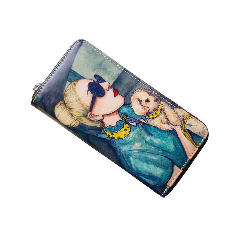 

Women's Long Leather Wallet Fashion Creative Painted Cowhide Clutch Wallet Korean Version Of High-End Quality 2021 New Classic