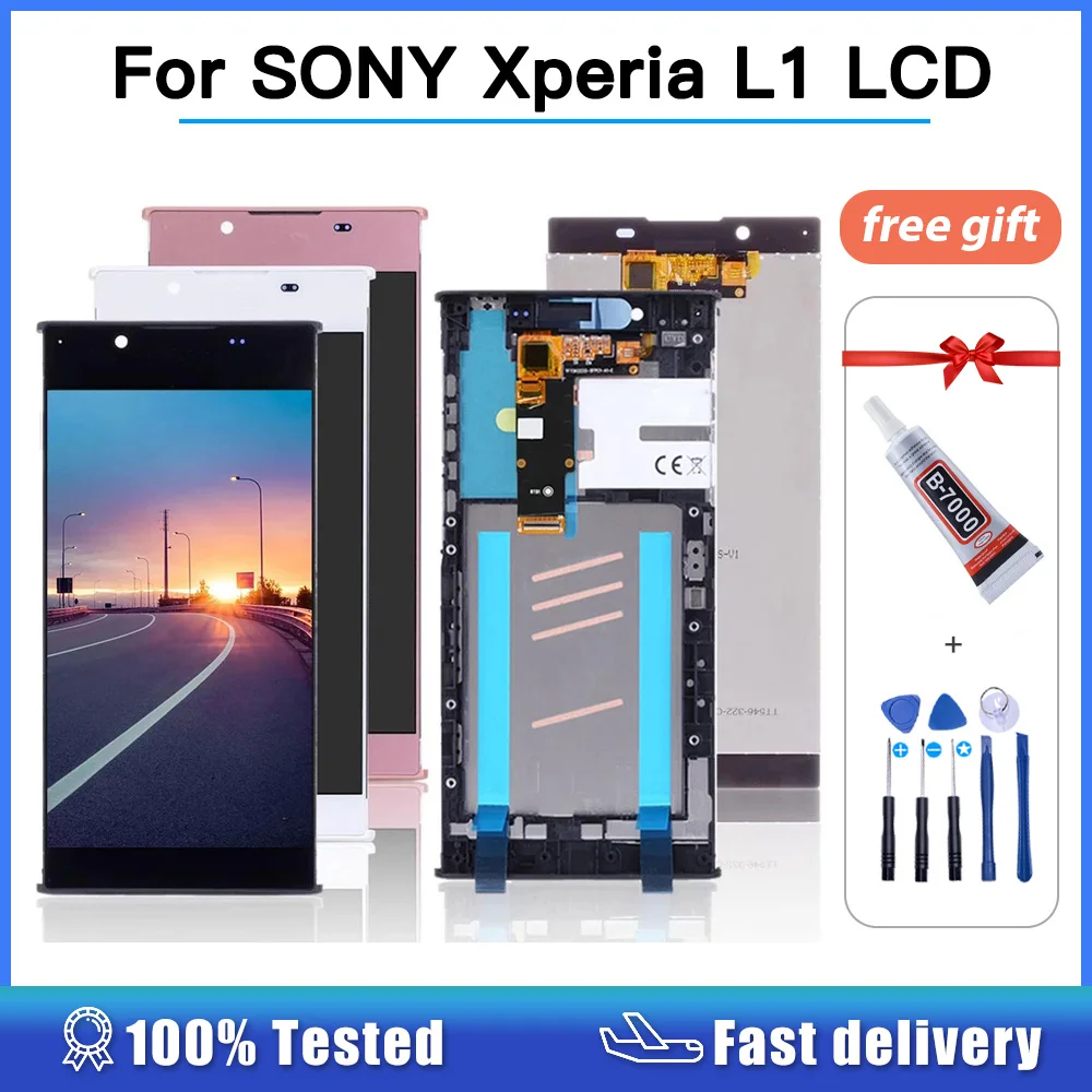 

OEM 5.5'' LCD Display For SONY Xperia L1 Screen G3312 G3311 G3313 Touch Digitizer Assembly for Sony L1 LCD screen with Frame