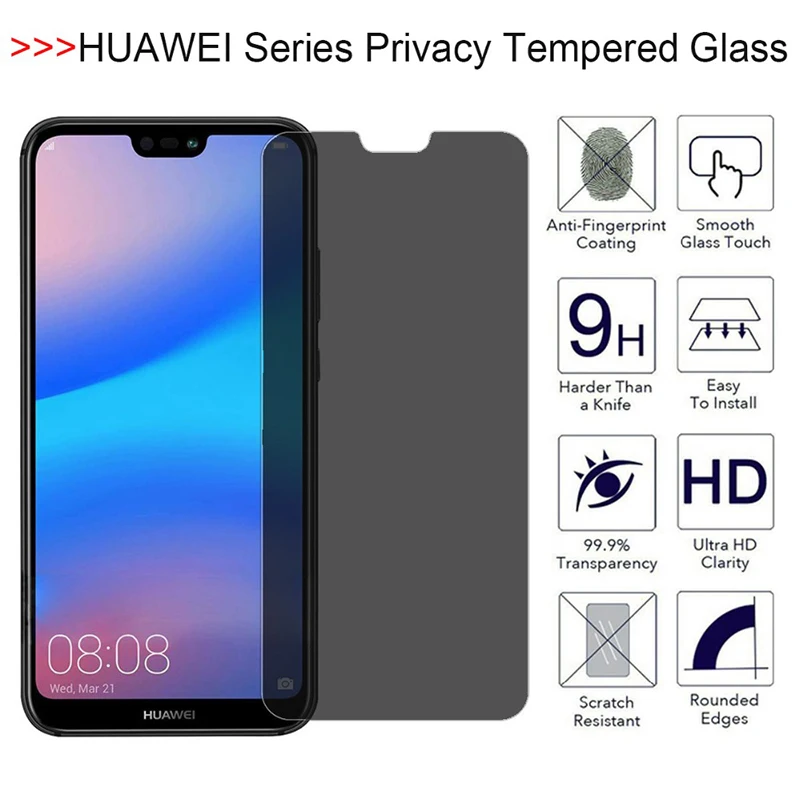 Антишпионское закаленное стекло для Huawei P30 P20Lite P20 P30Pro Mate8 9 10 20 30|Защитные стёкла и