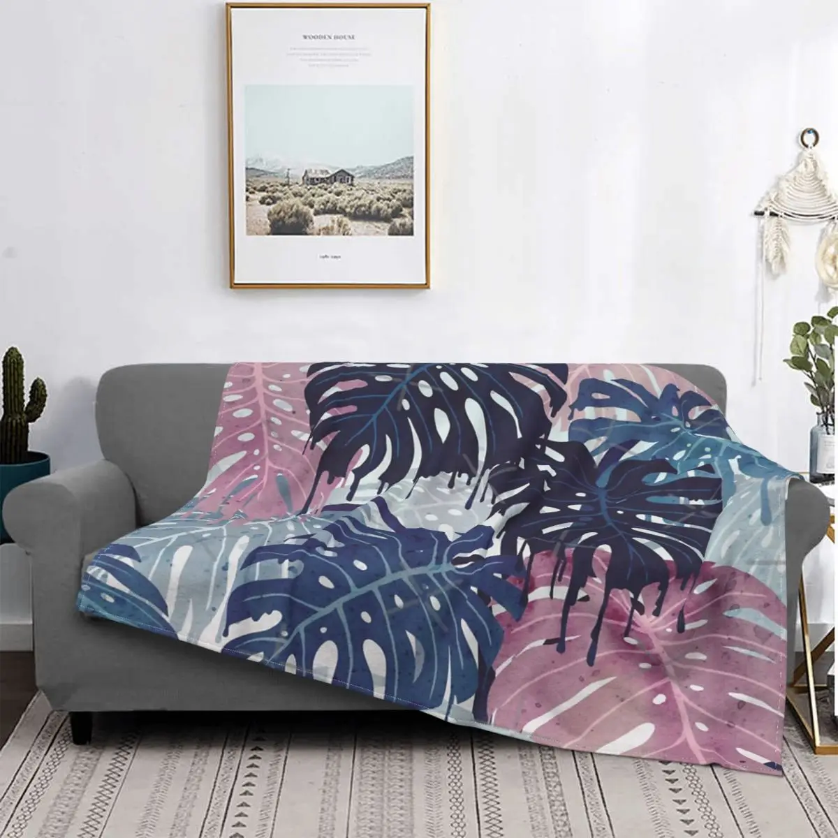 

Monstera-colcha a cuadros para cama, manta de muselina, colcha de verano