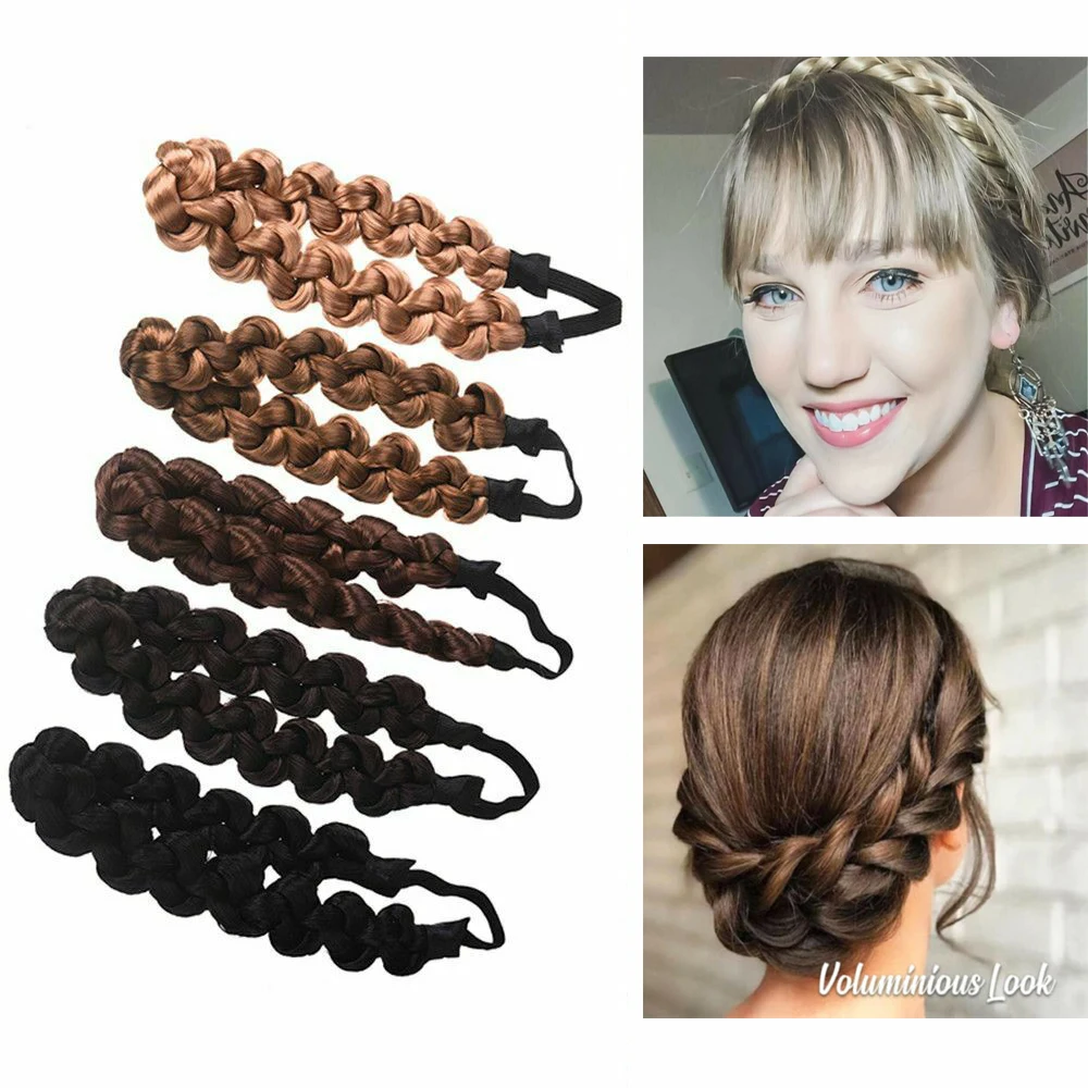 

Fashion Synthetic Wig Braided Hair Band Elastic Twist Headband Princess Headwear Women Girls Hair Accessories