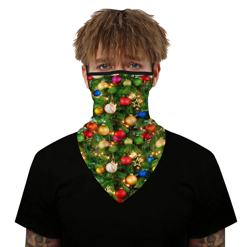 Бесшовный спортивный шарф с рождественским принтом для ушей шарф-труба шеи гетры