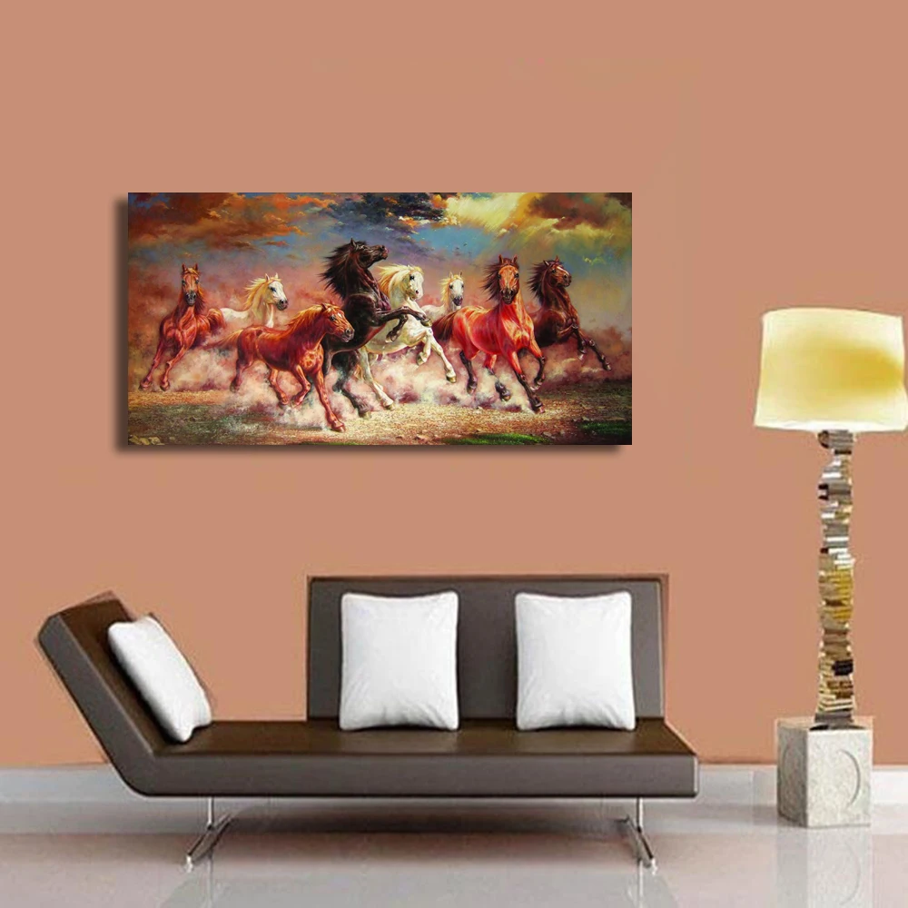 Восемь лошадей картина маслом ручная роспись лошадь атмосферные настенные