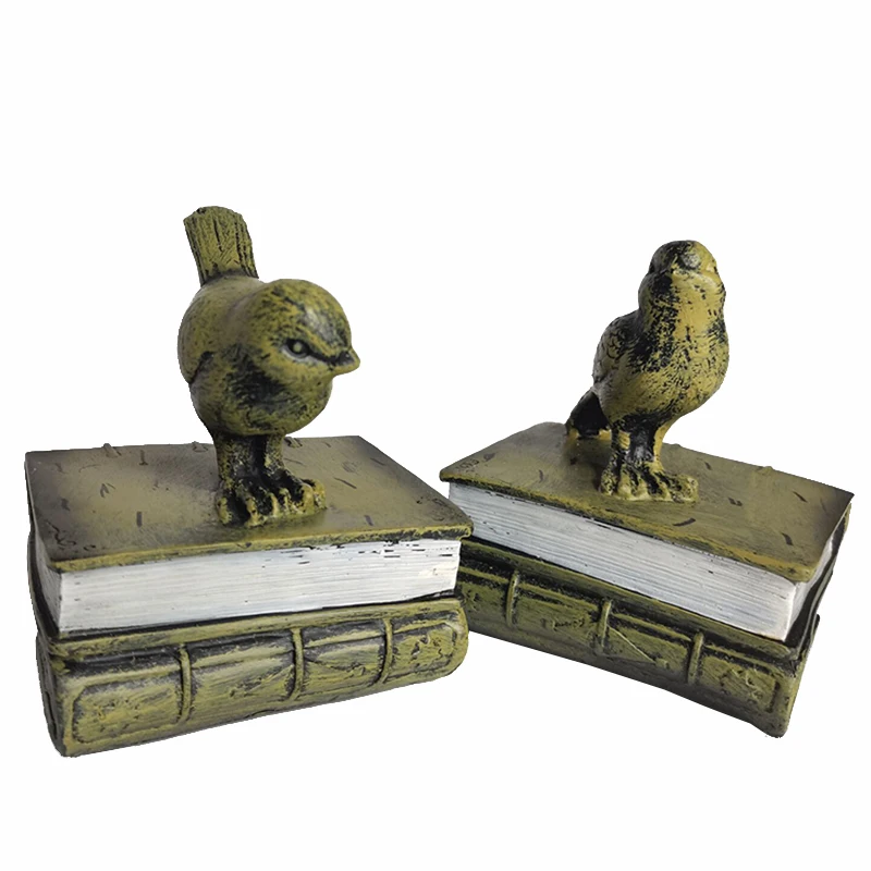 Винтажный книжный наконечник с птицами из смолы для полок держатель подставка
