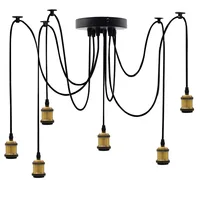 6 Arms Industrial Spider Lamp Fixture Home DIY E27 Scoket Lighting Metal Pendant Lights Retro Chic Drop light