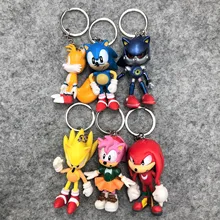 Sonic брелок 6 шт./лот 5 см ПВХ фигурка брелок с игрушкой модель игрушки для детей на день рождения Рождественский подарок