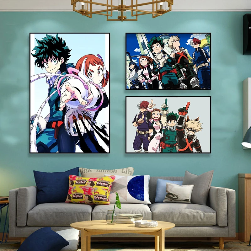 

Japanese Anime Poster My Hero Academy Canvas Manga Wall Art Print Painting Wall Decoration Picture Boy Bedroom Home Decoration