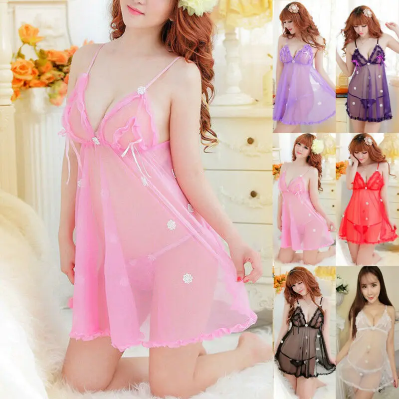 Женские ночные рубашки летний сексуальный стиль кружевное украшение однотонный