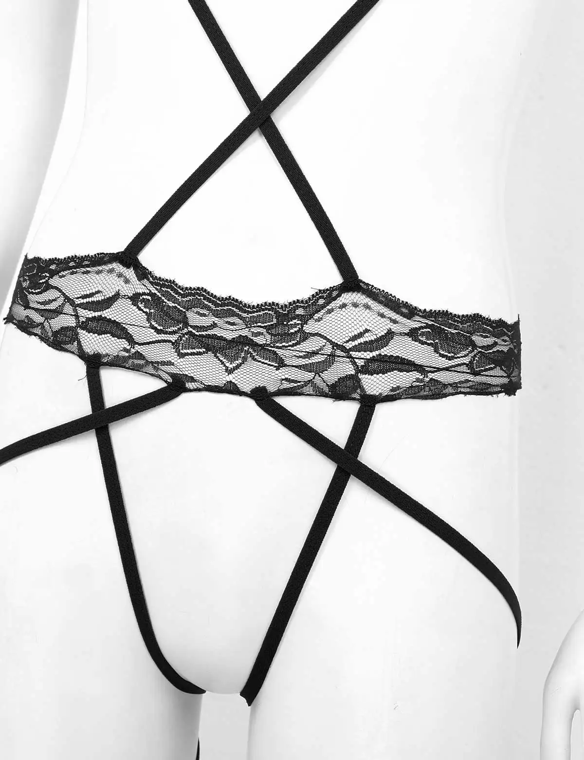 

Sexy Lingerie Set Open Crotch Nightwear Leotard Bodysuit Erotic Mini Bikini See Through Sheer Backless Self-tie Bodysuit