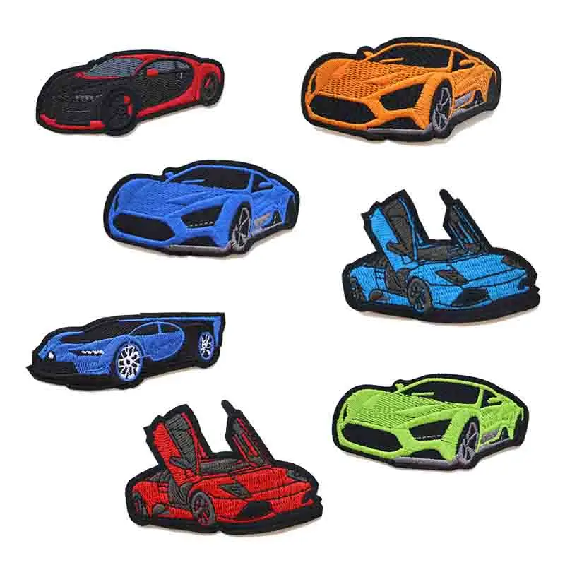Мультфильм декоративная заплатка Lamborghini синий и красный цвета автомобилей