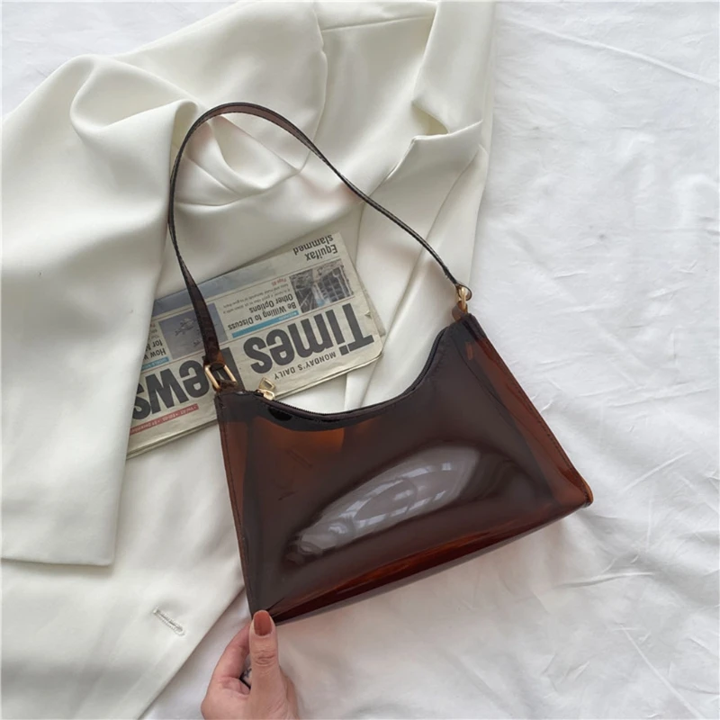 

D0LF Transparent Clear Jelly Handbag Shoulder Bags for Women Elegant Evening Bag