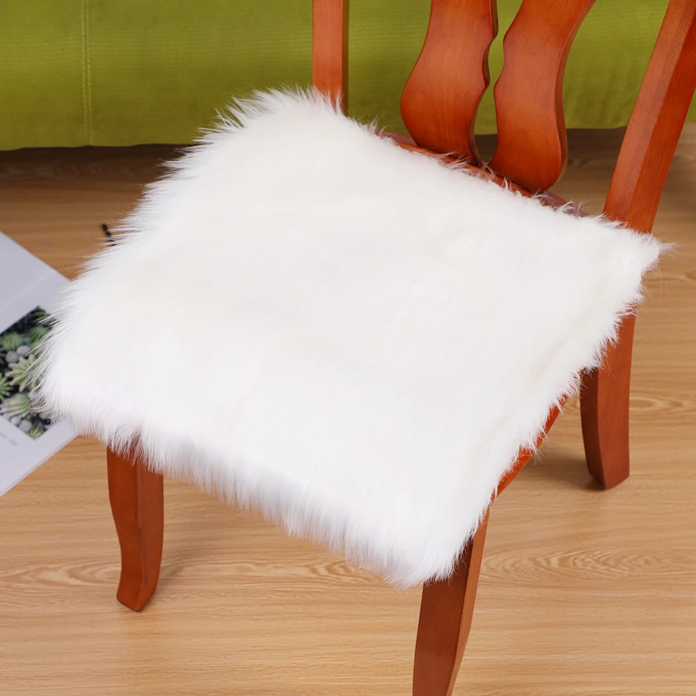 Квадратный Чехол для стула из овчины с искусственным мехом подушка сиденья