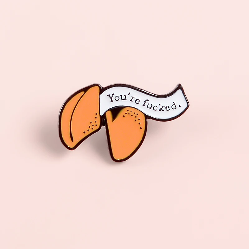Эмалированные Броши Fortune Cookie, цитата, забавная ненормальная лексика, английское слово, на булавке, Значки для пищевых продуктов, посылка, модные ювелирные изделия в стиле панк