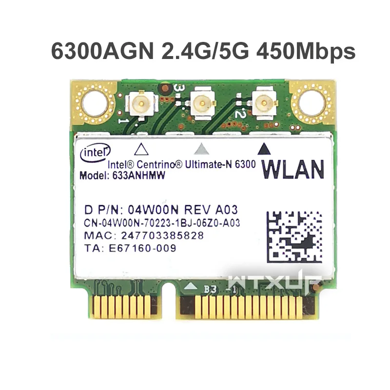 Ultimate N 6300 633ANHMW двухдиапазонный 450 Мбит/с Половина мини PCI E Wi Fi адаптер Беспроводная