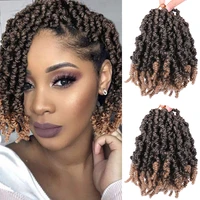 short 8inch pre twisted spring twist hair passion crochet braids curly bomb synthetic hair extensions 15strandspack