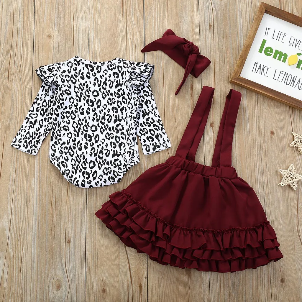 2020 детская одежда на Рождество Детский комбинезон с принтом леопарда и оборками