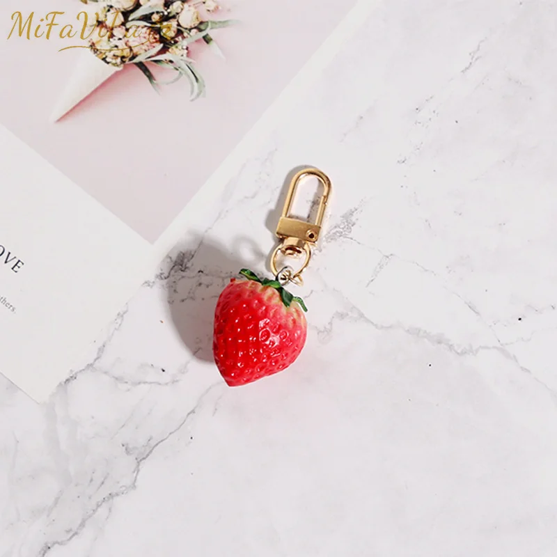 1 шт. Клубника красное сердце брелок для ключей женщин девушка украшения имитация