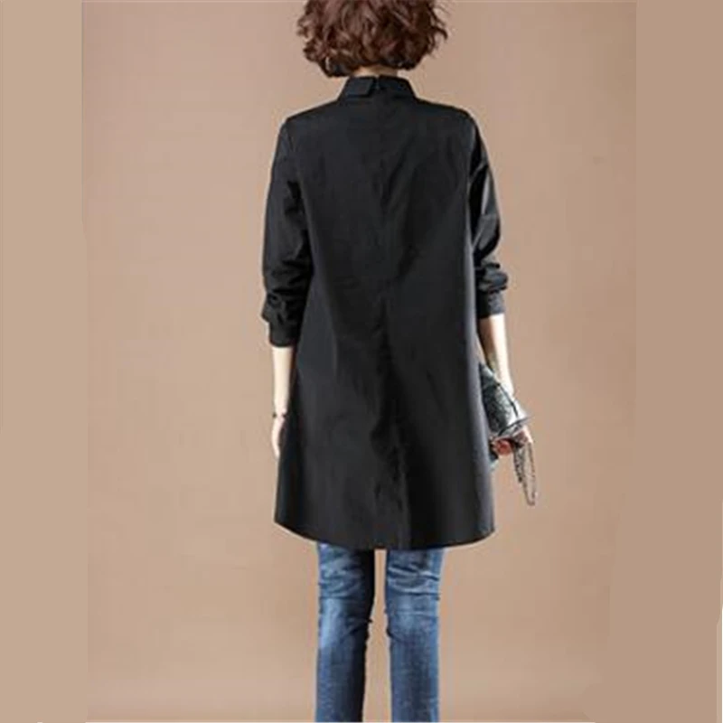 

2021 Spring Fashion New High-Quality Mid-Length Style Lapel Long-Sleeved Hong Kong Style Loose Shirt Women's Top Trendy 2