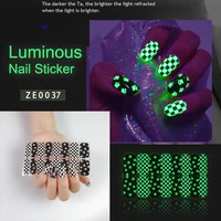 new arrival glow in the dark nail sticker nail christmas stickers for nail art decoration luminous nail stickers design green