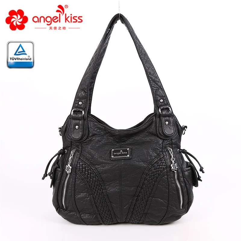 

Fashion High Quality Casual Designer Hobos Tote Handbag Women Bags Washed PU Leather Shoulder Sling Bags for Ladies