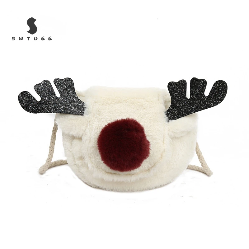 Новая Рождественская сумка с оленем Женская Подарочная меховая через плечо