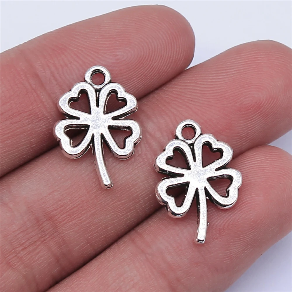 

20pcs 18x13mm Antique Silver Plated Four Leaf Clover Charms Pendant For Jewelry Making DIY Jewelry Findings