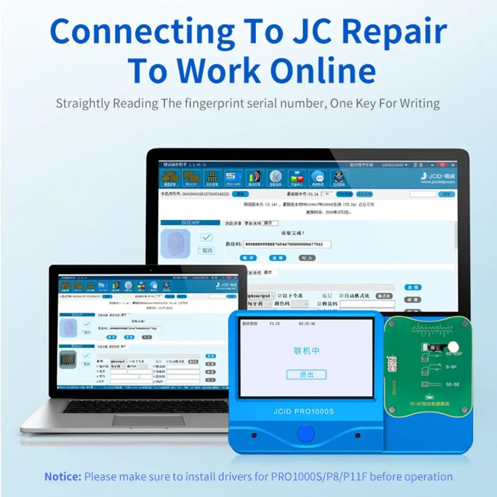 JC Pro1000S FPT-1 Fingerprint Testing Module for iPhone 5S-8P Fault Detection Serial Number Read Write Programmer | Инструменты