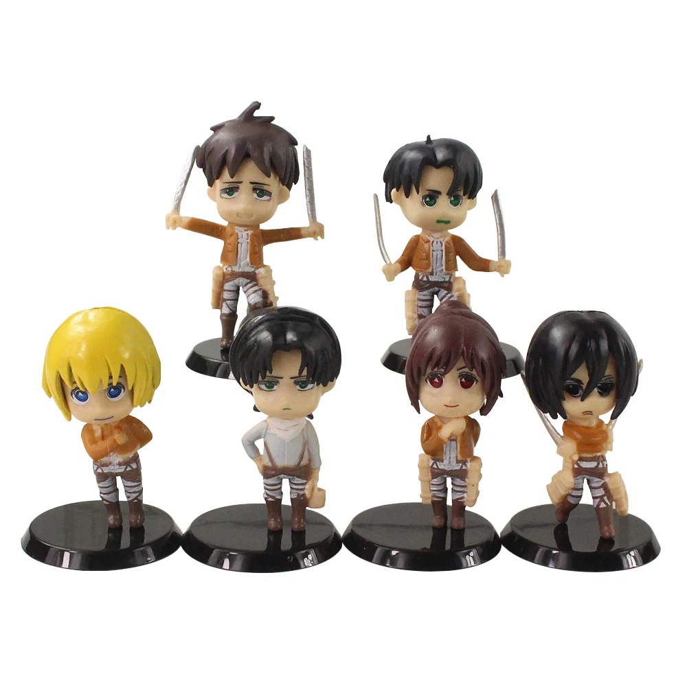 

6Pcs/Set Anime Attack on Titan PVC Action Figure Toy Eren Jaeger Mikasa Ackerman Levi Rivaille Levi Ackerman Model Doll Kid Gift
