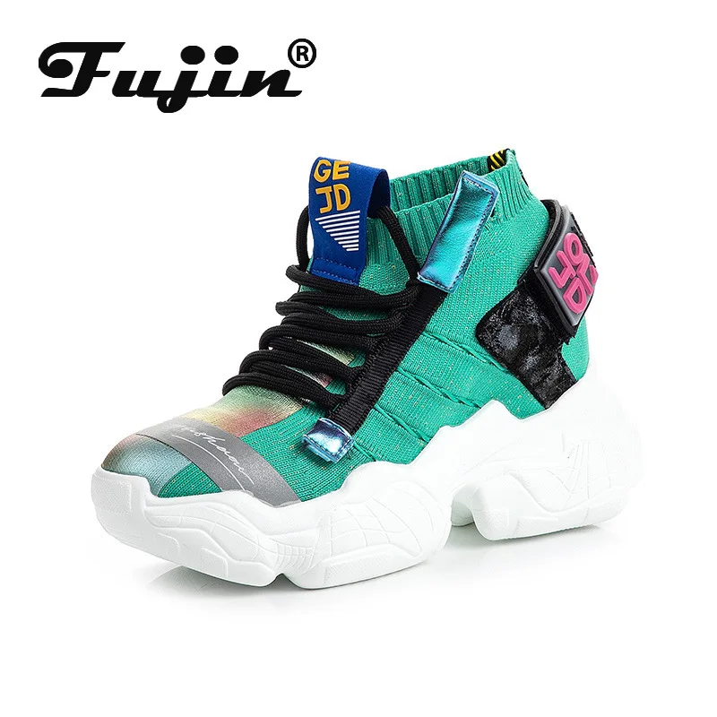 

Женские кроссовки на платформе Fujin, удобные дышащие кроссовки из натуральной кожи на весну и танкетке