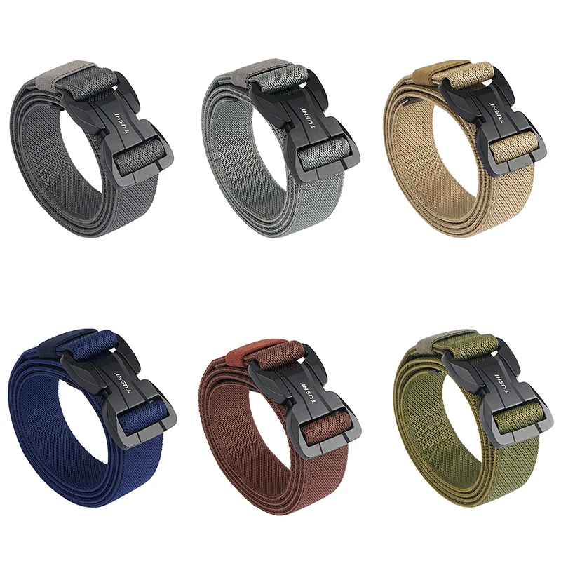 

VATLTY 2021 Men's Stretch Belt Anti-rust Metal Magnetic Buckle Outdoor Work Sports Elastic Belt Strong Nylon Tactical belt