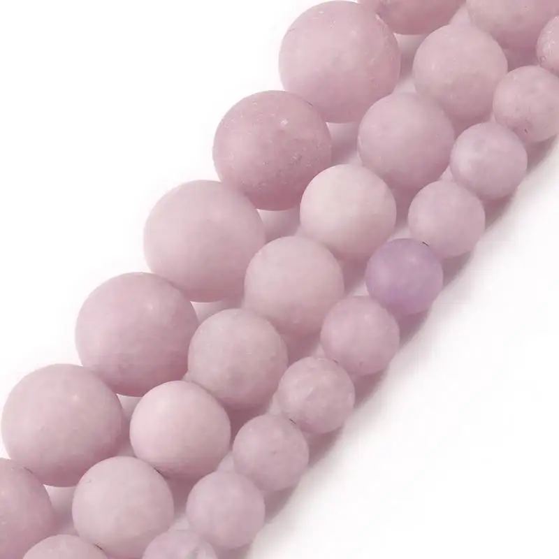 

6 8 10mm 15'' Natural Stone Frosted Matte Light Purple Jade Round Loose Beads For DIY Jewelry Making Bracelet Charm Accessories