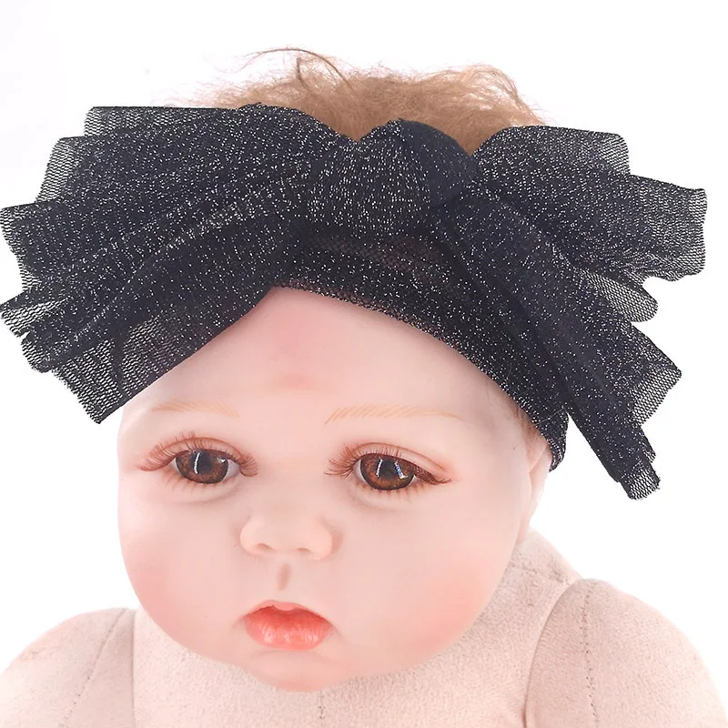 Повязка на голову из мягкой золотой и серебряной пряжи повязка для новорожденных