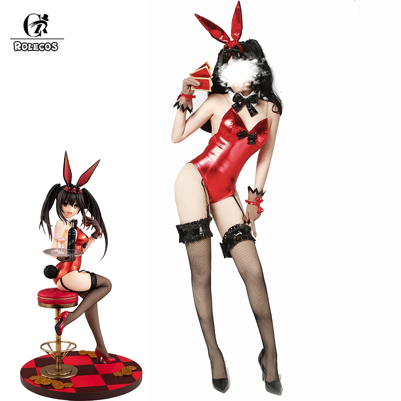 ROLECOS Date A Live Маскарадный костюм Куруми токисаки С изображением кролика Банни