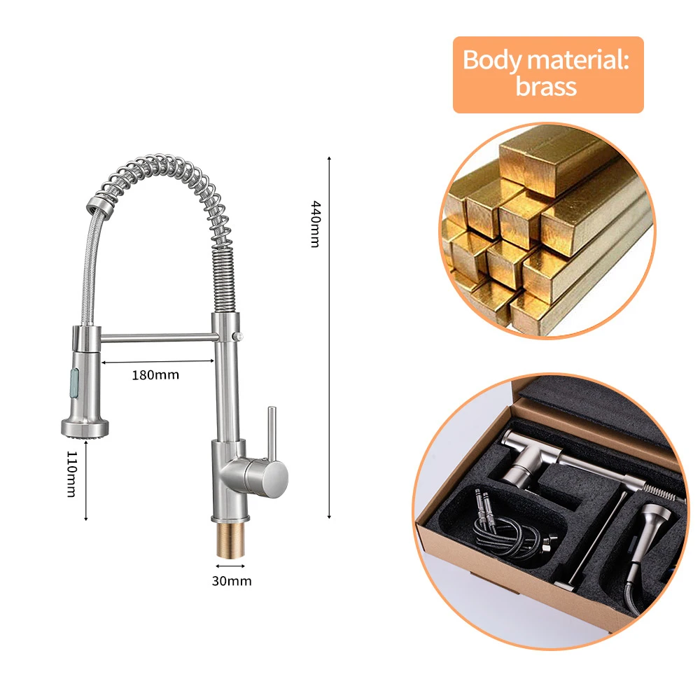 

Black Kitchen Faucet Pull-down Spring Kitchen Tap Hot Cold Water Kitchen Mixer Tap Sink Faucet Brass Torneira