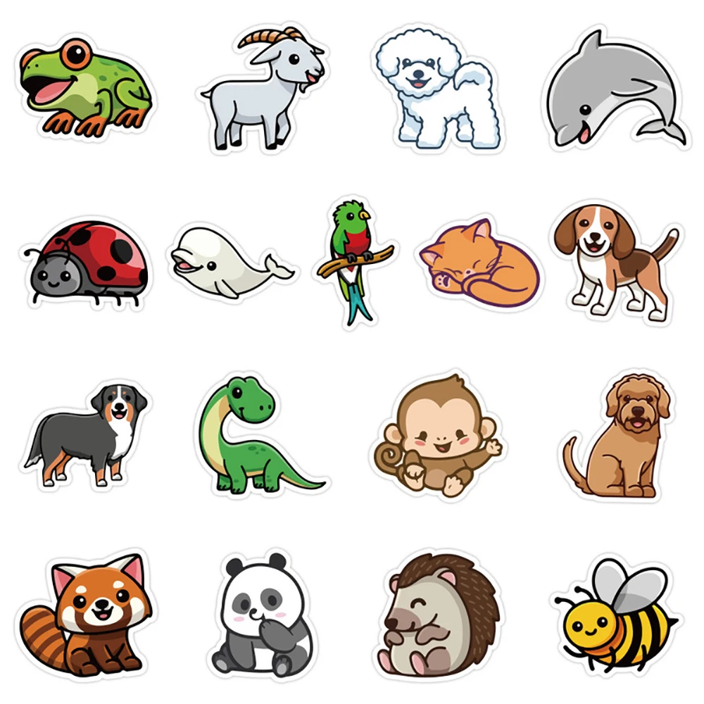 Pegatinas de dibujos animados de animales para ni&ntilde;os, calcoman&iacute;as bonitas de grafiti para port&aacute;til, Snowboard, equipaje, nevera, guitarra, juguete cl&aacute;sico, 10/30/50 Uds.-4