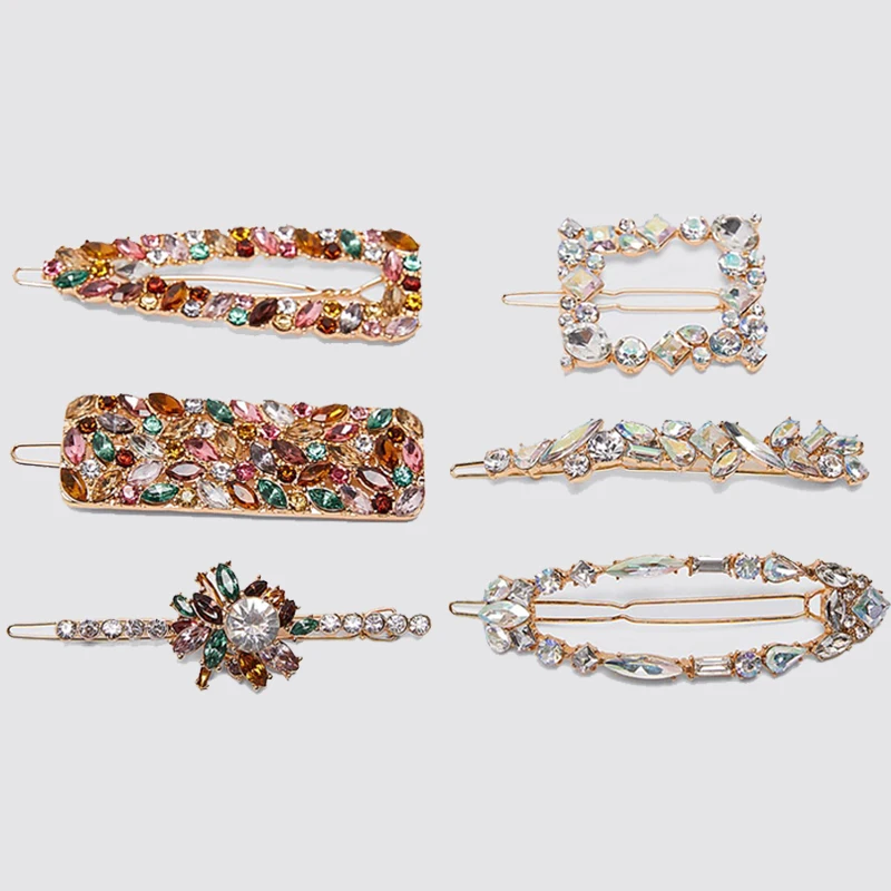 Новинка 2020 ZA красочная Геометрическая заколка для волос с кристаллами женщин