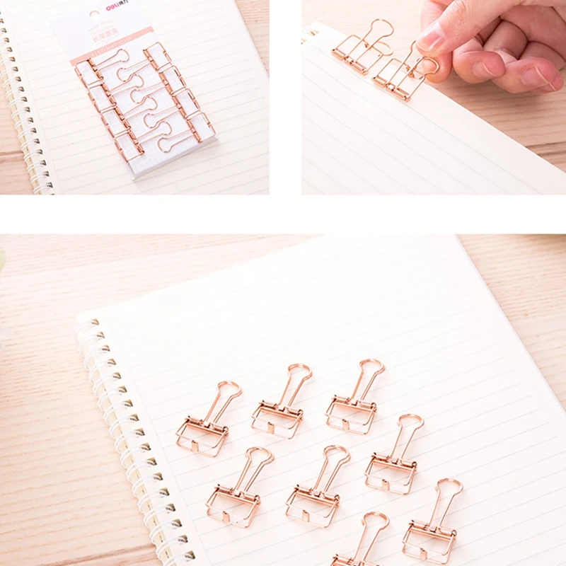 

Rose Gold Hollowed Out Design Binder Clip with 20Pcs Vintage Flowers Branch Decoration Stamp