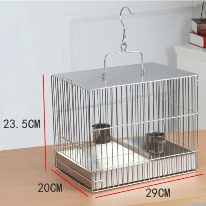 Квадратная клетка для птиц из нержавеющей стали с кормушкой деревянная купания