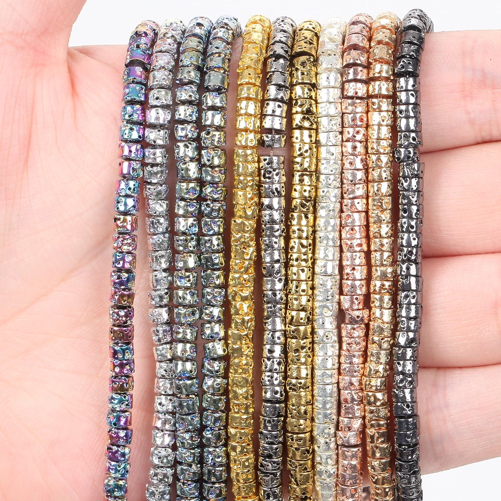 Бусины Из Натурального вулканического камня золотые и серебряные цветные