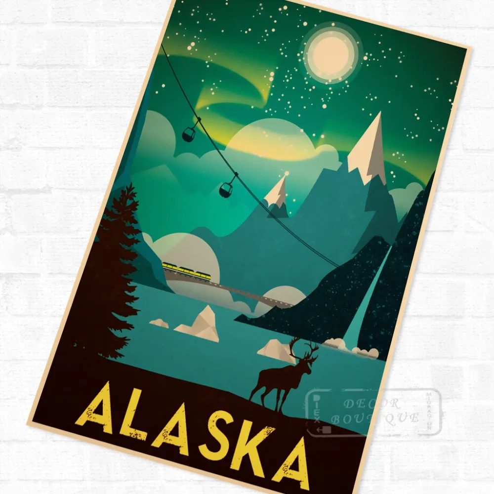 Америка Аляска национальный парк путешествия Винтаж плакат в стиле ретро из